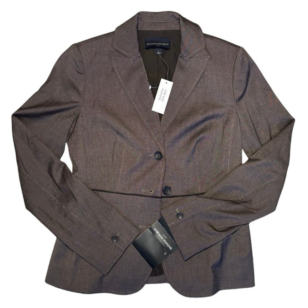 Banana Republic Brown Fitted Blazer 🤎 NWT • Tailored Classic • Size 0